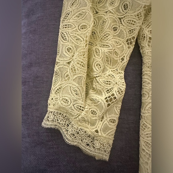 Anthropologie Chartreuse Lace Midi Dress Size 4 - Picture 6 of 14